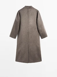 Manteau à col montant en laine mélangée