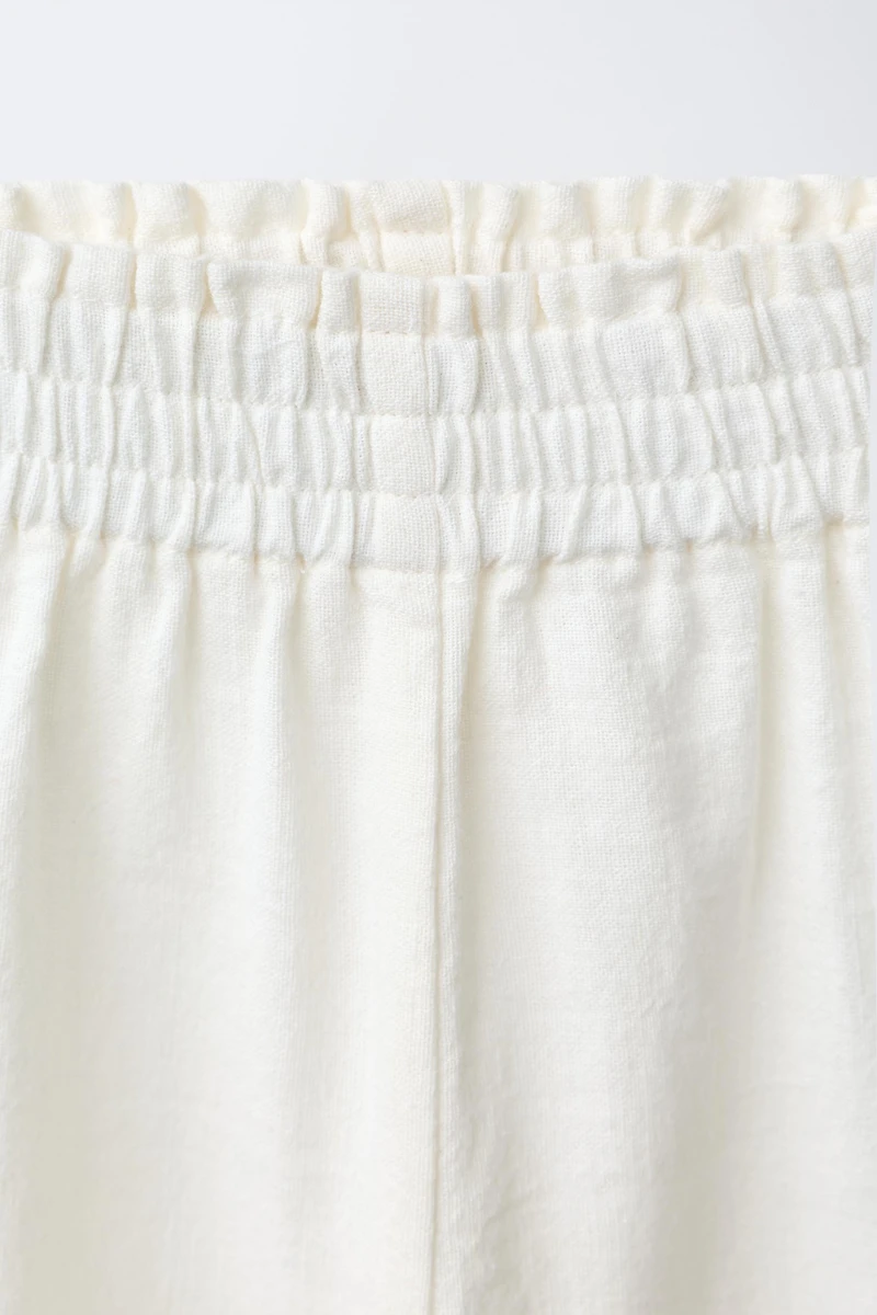 EMBROIDERED FLORAL COTTON AND LINEN CULOTTES