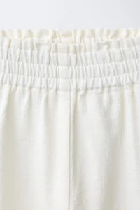 EMBROIDERED FLORAL COTTON AND LINEN CULOTTES