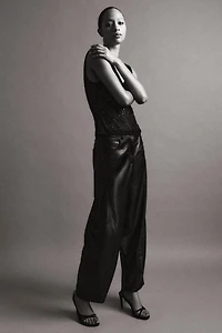 EMBROIDERED TULLE STRAP TOP