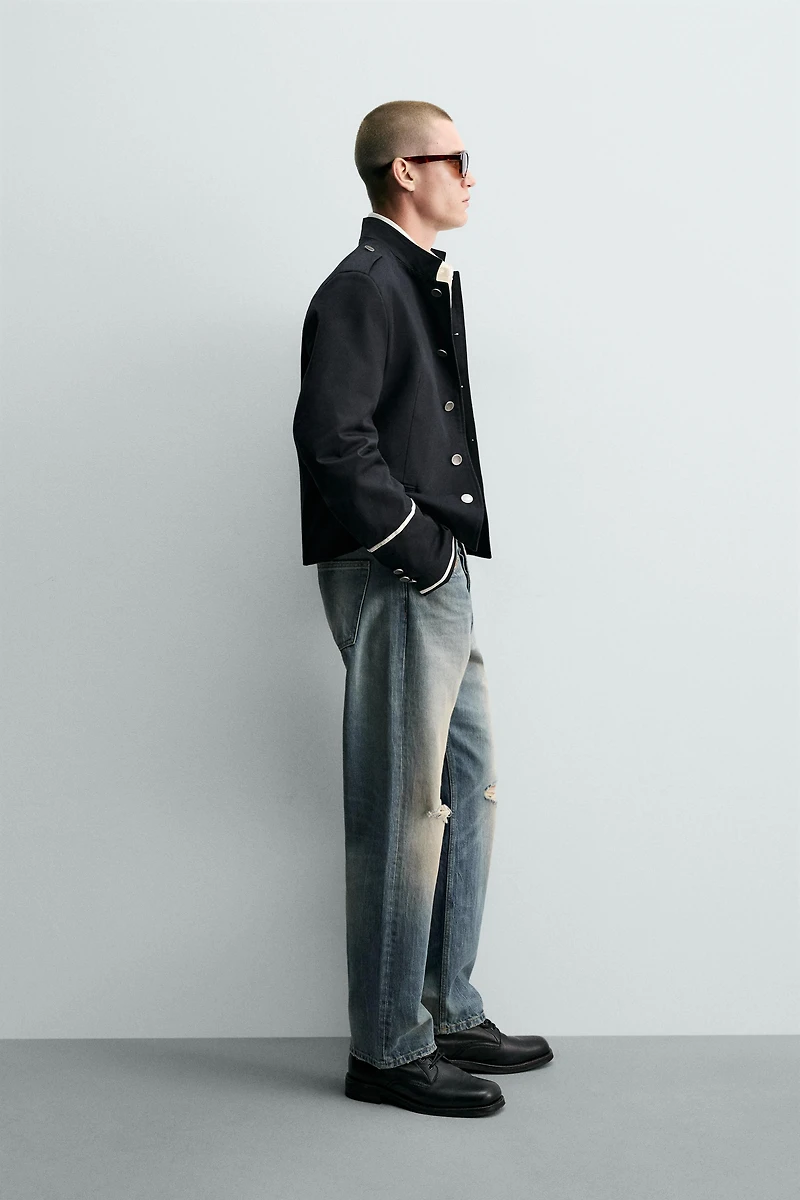 CONTRAST CROPPED FIT JACKET
