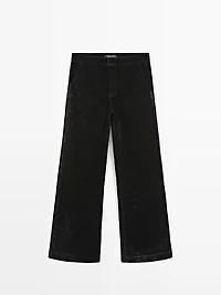 Flare fit high-waist flocked jeans