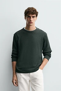 BASIC WAFFLE KNIT T-SHIRT