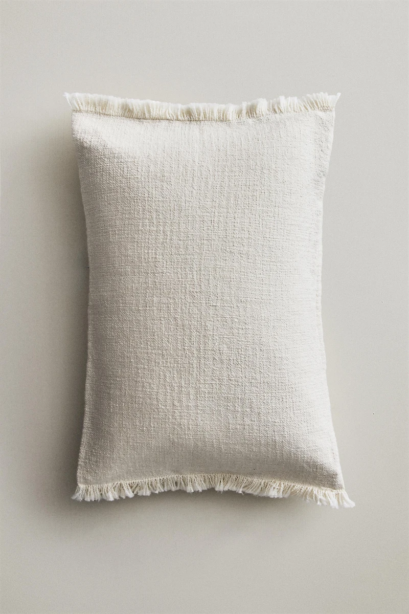 STRIPED FRINGE THROW PILLOW COVER