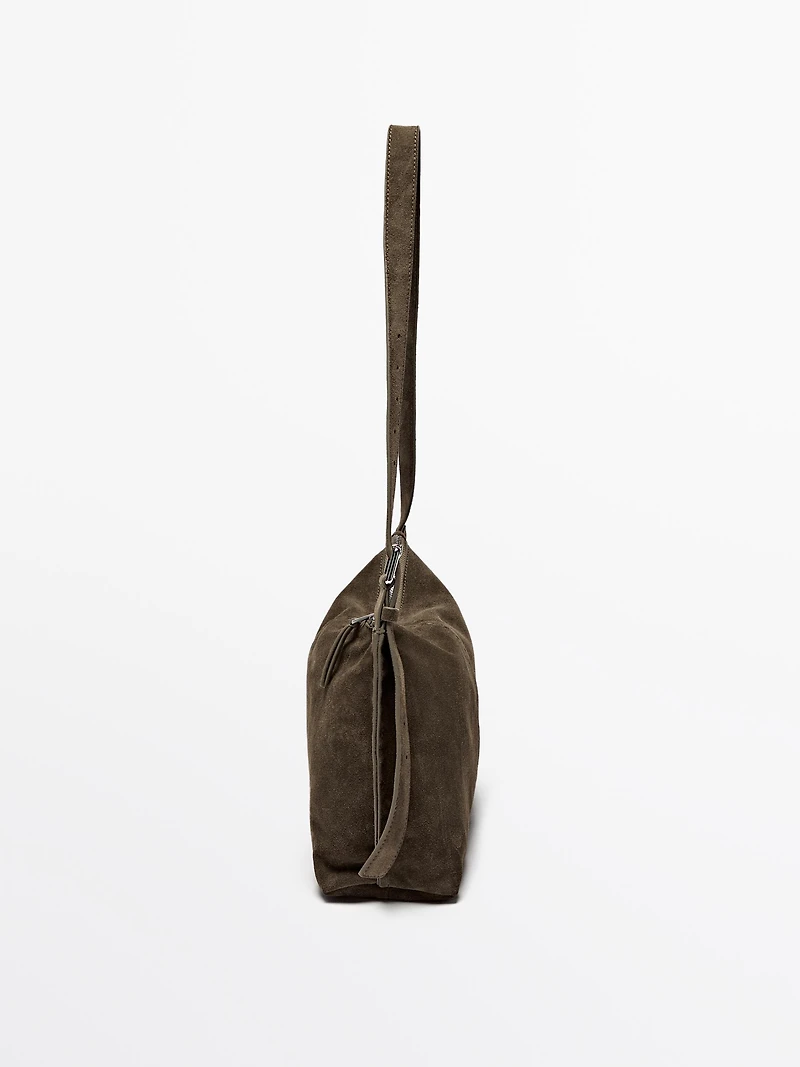 Split suede leather crossbody bag
