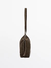 Split suede leather crossbody bag