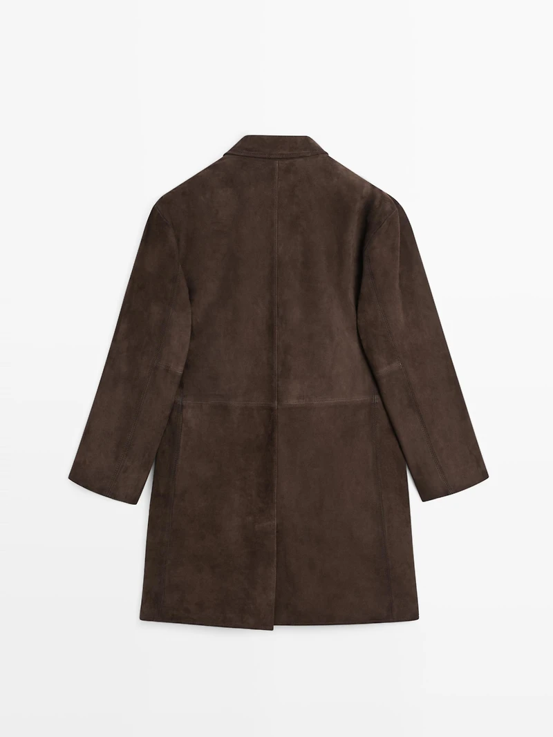 Long suede leather coat