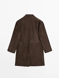 Long suede leather coat