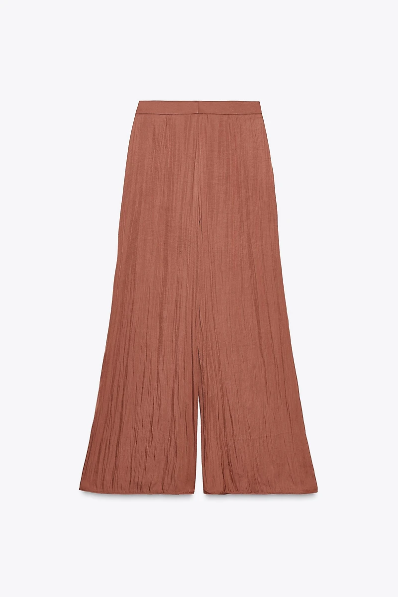FLOWY WIDE LEG PANTS WITH RUFFLES