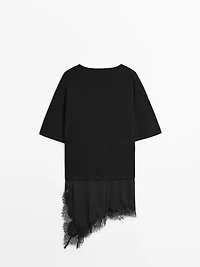 Sweater with contrast lace detail