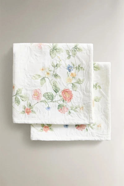 LOT DE 2 SERVIETTES DE TABLE JACQUARD ET IMPRIMÉ FLORAL