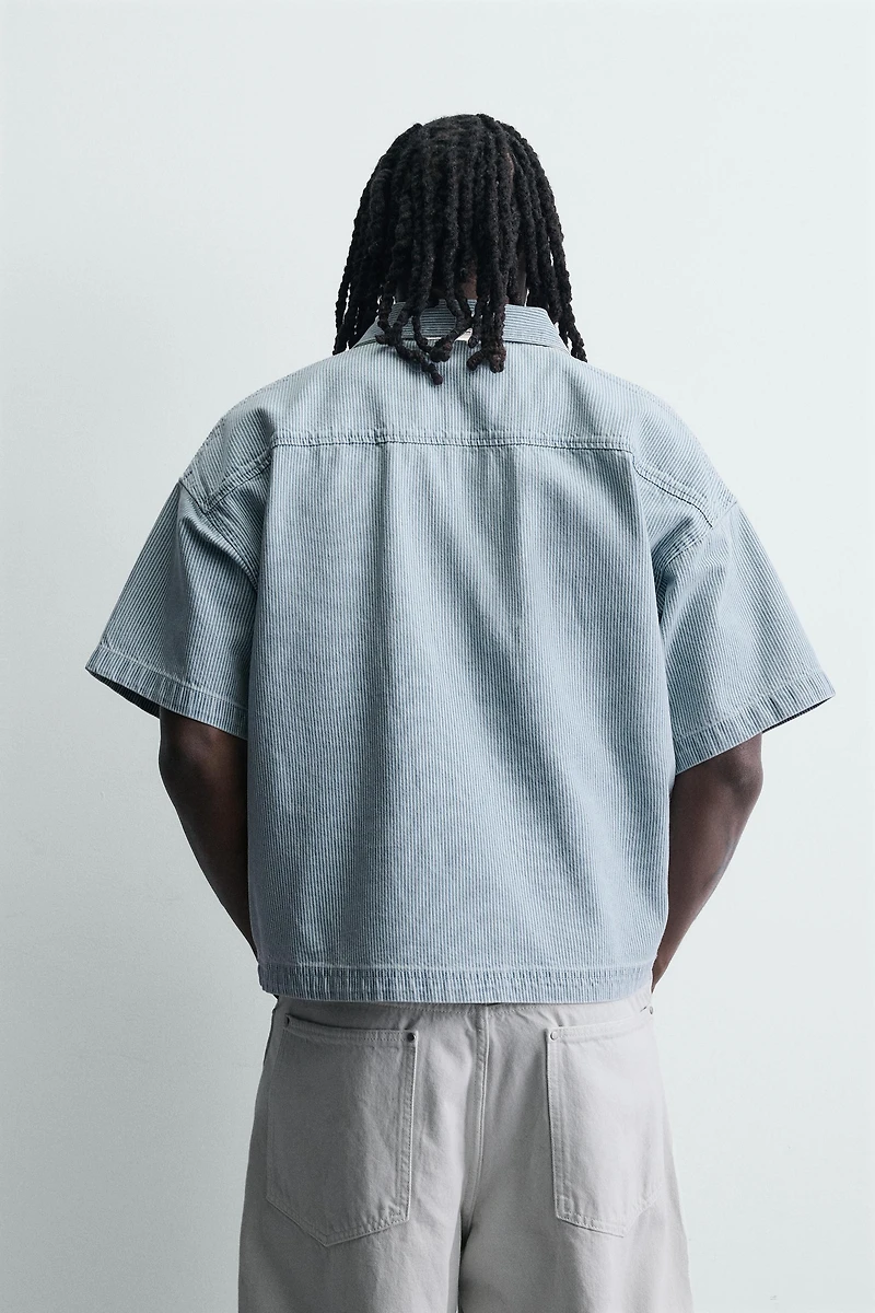 WASHED STRIPED BOXY FIT POLO
