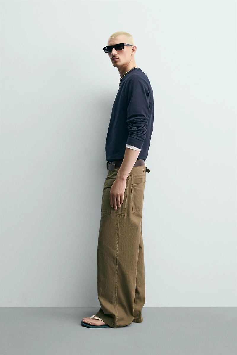 WIDE FIT PANTS WITH BELT LOOP