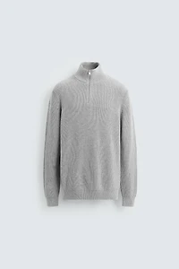 PULL EN MAILLE PERLÉE ZIPPÉ