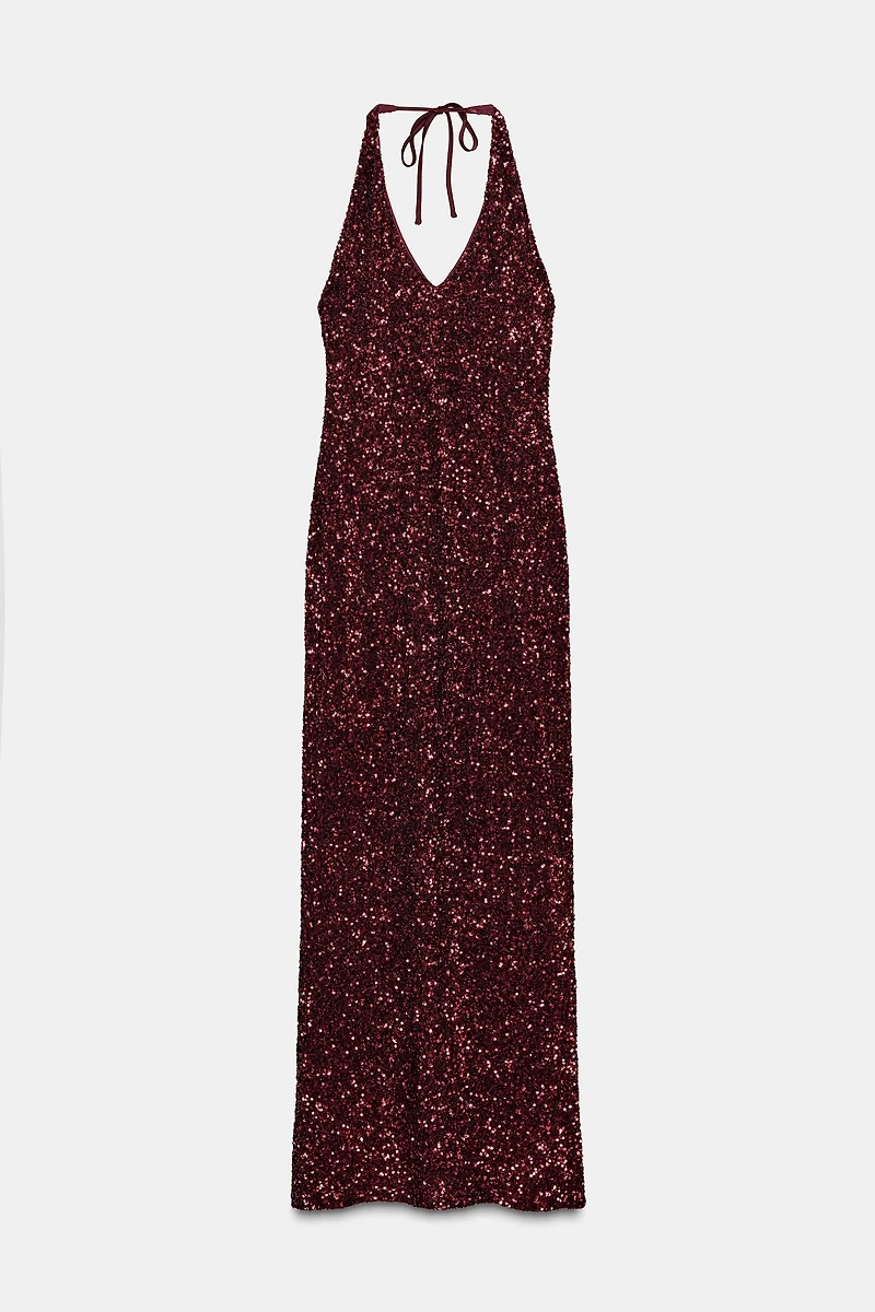 SEQUIN V-NECK DRESS