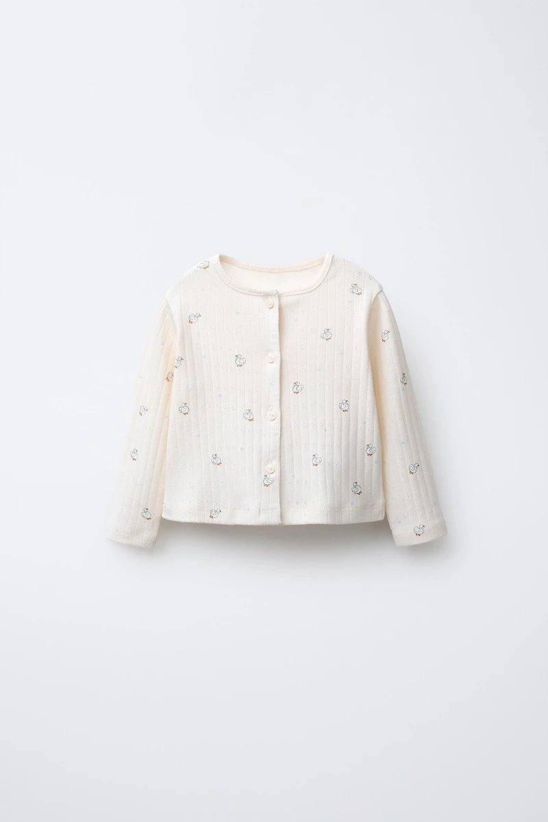 GOOSE PRINT CARDIGAN, BODYSUIT AND LEGGING SET