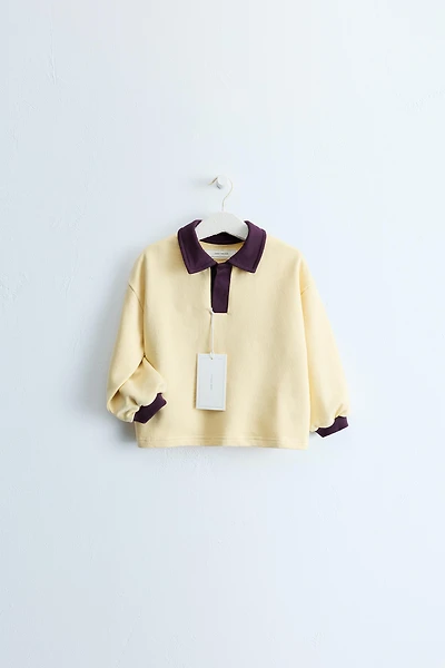 ZARA TIMELESS - CONTRAST POLO COLLAR SWEATSHIRT