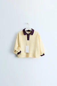 ZARA TIMELESS - CONTRAST POLO COLLAR SWEATSHIRT