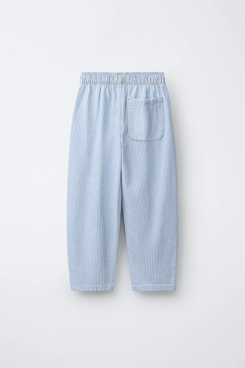 PANTALON BARREL FLUIDE À RAYURES