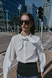 BOW POPLIN SHIRT