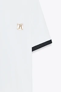 ZARA TRIM T-SHIRT WITH BROOCH
