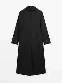 Long double-breasted 100% wool coat