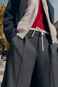 DOUBLE WAISTBAND WIDE-LEG PANTS