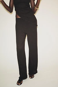 TEXTURED WIDE LEG PANTS