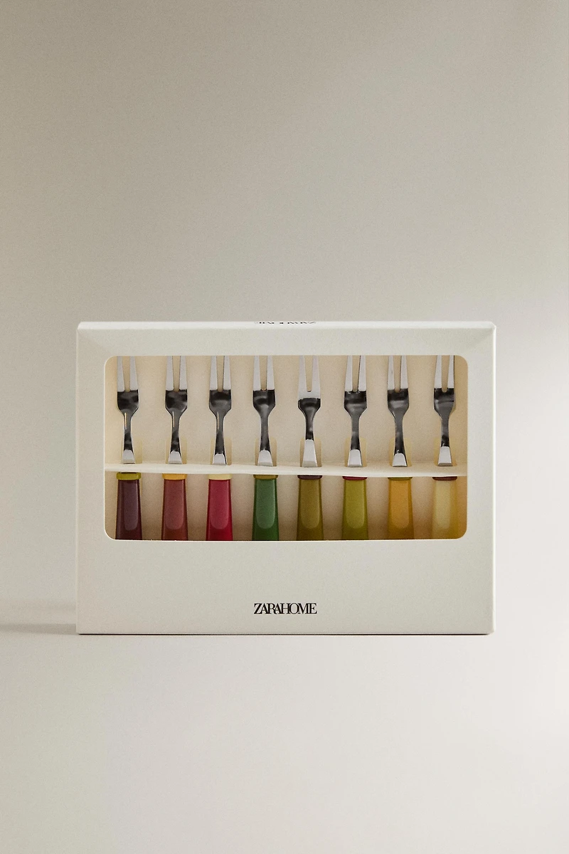 LOT DE MINI-FOURCHETTES EN RÉSINE COULEURS (LOT DE 8)