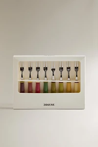 LOT DE MINI-FOURCHETTES EN RÉSINE COULEURS (LOT DE 8)