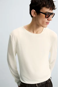 SEMI-SHEER TEXTURED T-SHIRT