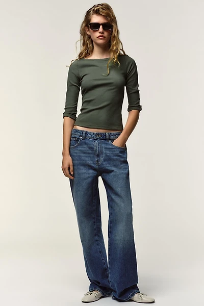 BUTTON RIBBED T-SHIRT