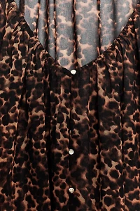 BLOUSE SEMI-TRANSPARENTE À IMPRIMÉ ANIMALIER