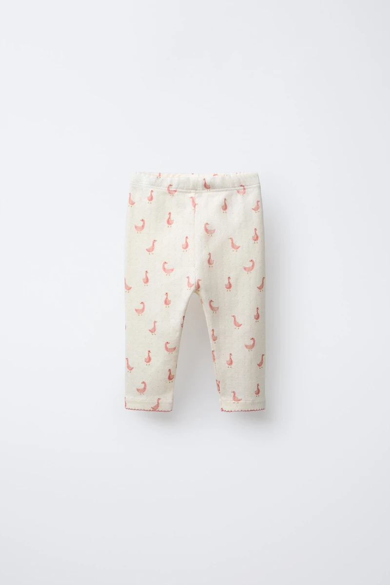 GOOSE PRINT RIBBED LEGGINGS