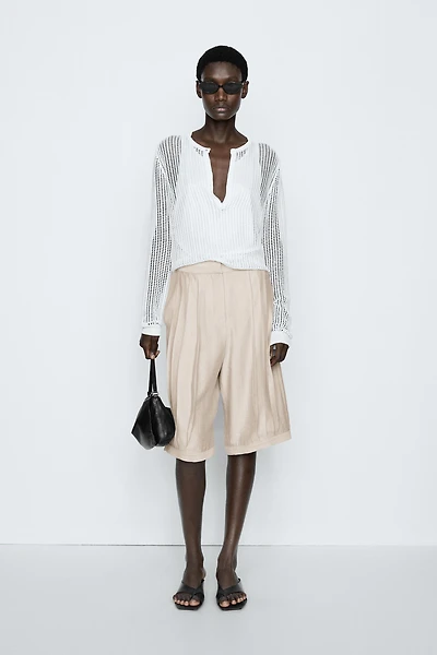 Flowing pleated Bermuda shorts - STUDIO