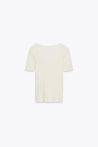 T-SHIRT CÔTELÉ DENTELLE