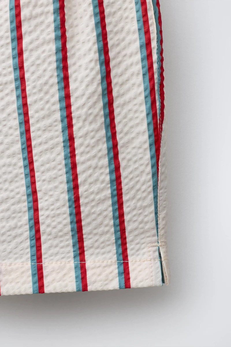 6-14 YEARS/ TEXTURED STRIPE SWIM SHORTS