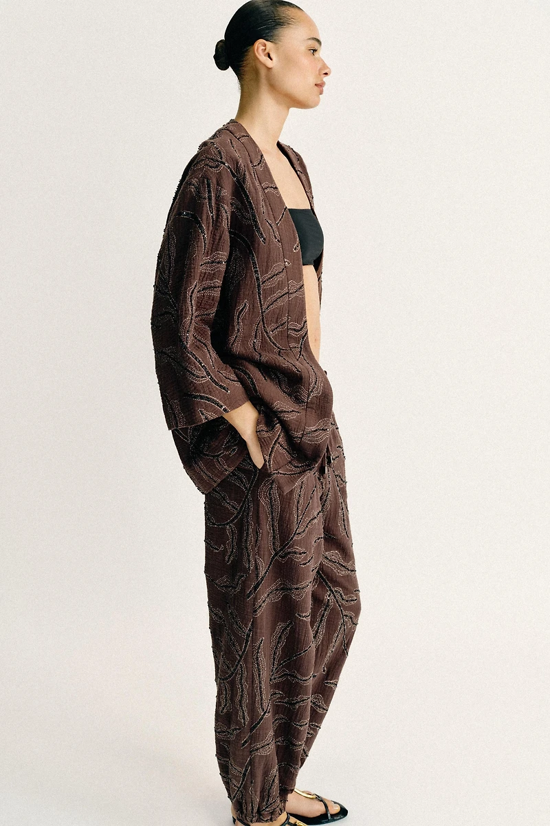 SEQUIN METALLIC THREAD KIMONO JACKET