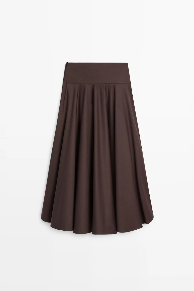 Flounce midi skirt with yoke detail