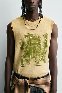WASHED PRINT KNIT TANK TOP