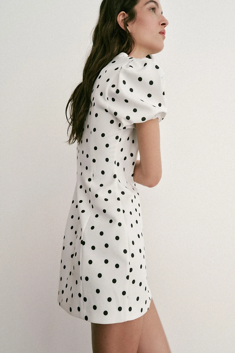 PUFF SLEEVE SHORT DRESS