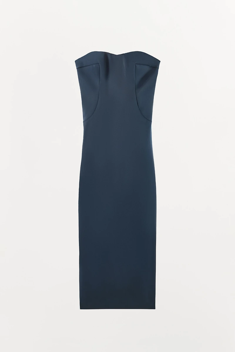 SATIN EFFECT STRAPLESS DRESS