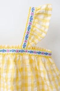 ROBE ET CULOTTE À CARREAUX VICHY FLEURS