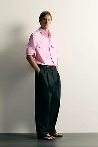 RELAXED FIT TAB DETAIL SHIRT