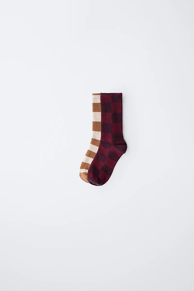 TWO-PACK OF CHECKERBOARD LONG SOCKS
