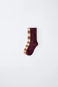 TWO-PACK OF CHECKERBOARD LONG SOCKS