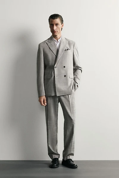 WOOL-BLEND PLAID REGULAR FIT SUIT BLAZER