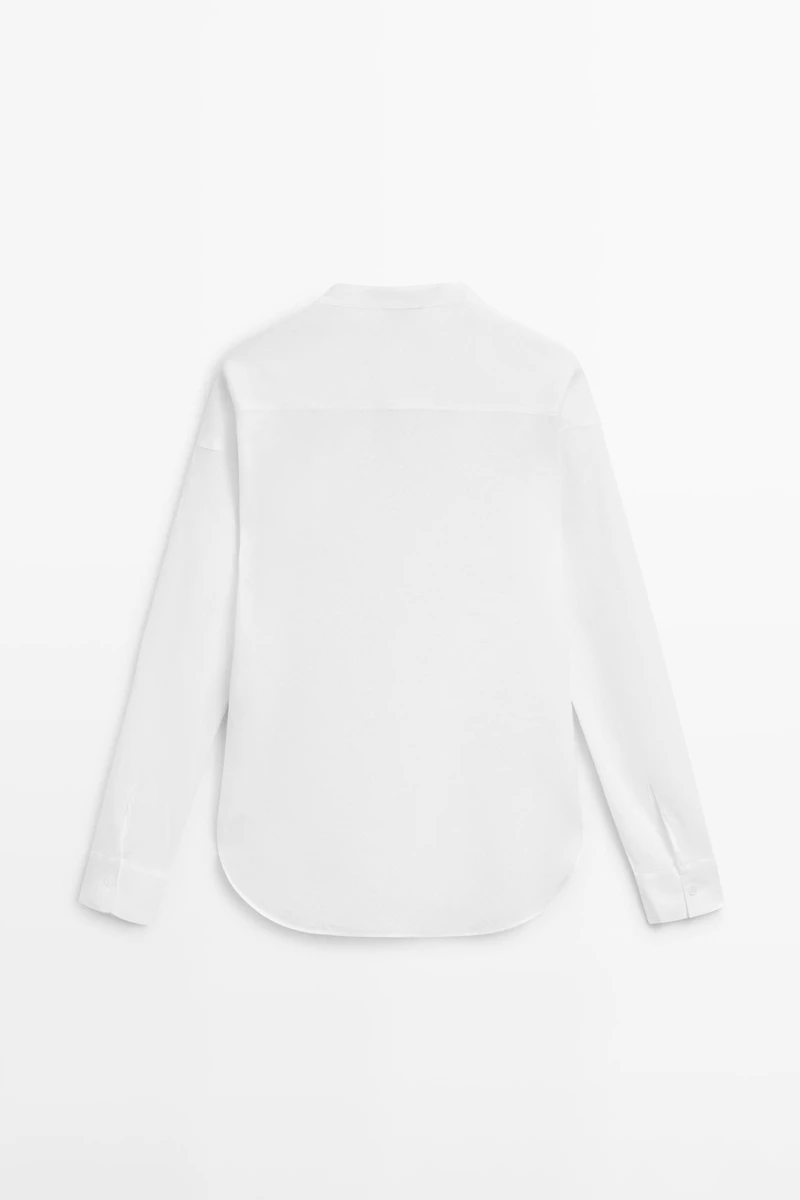 Chemise col officier 100 % lin