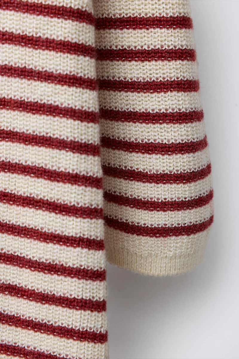 EMBROIDERED TREE KNIT STRIPED JUMPSUIT