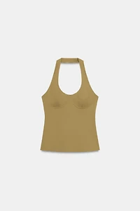 POLYAMIDE HALTER TOP